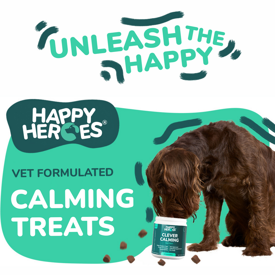 Dog enjoying Happy Heroes Clever Calming soft chews